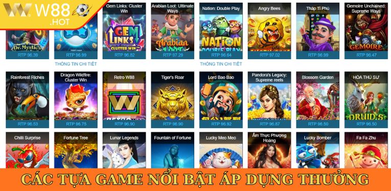 Các tựa game nổi bật áp dụng thưởng