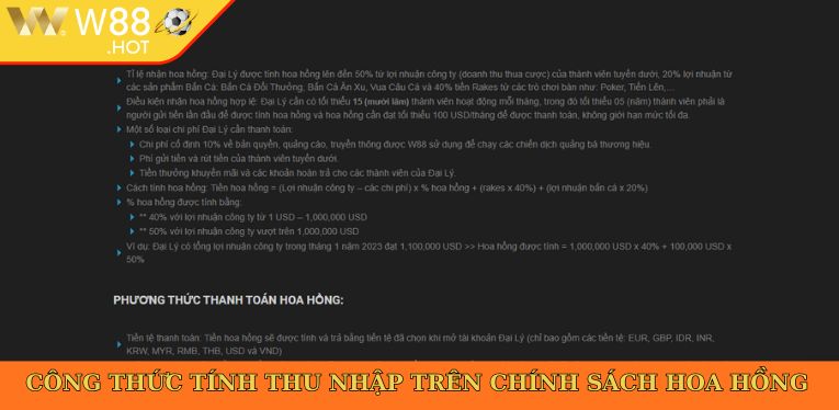 Công thức tính thu nhập trên chính sách hoa hồng