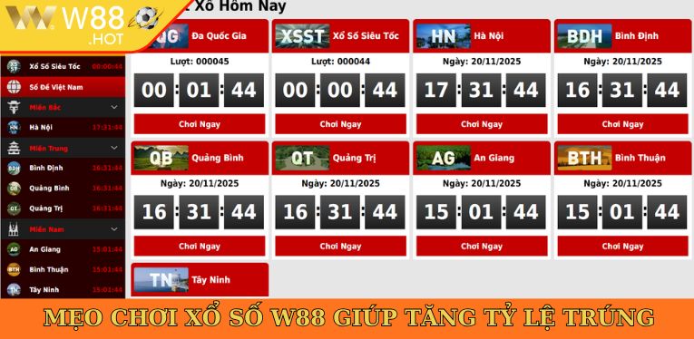 Mẹo chơi xổ số W88 giúp tăng tỷ lệ trúng