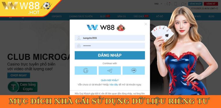 Mục đích nhà cái sử dụng dữ liệu riêng tư của hội viên