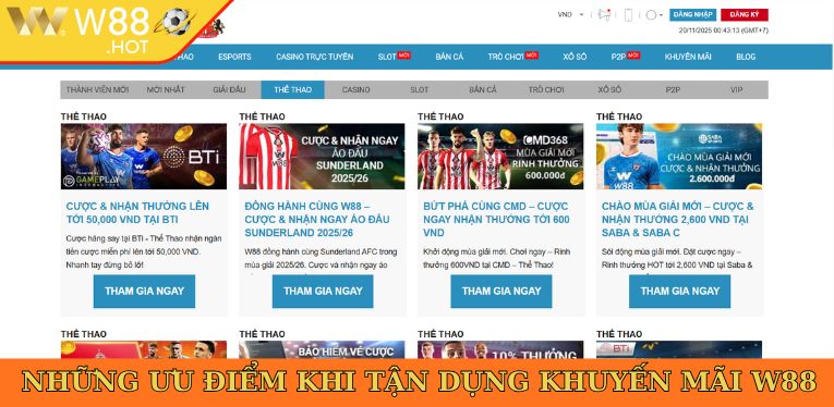 Những ưu điểm khi tận dụng khuyến mãi W88