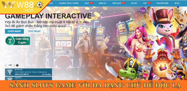 Sảnh slots game với đa dạng chủ đề độc lạ