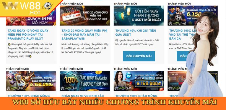W88 sở hữu rất nhiều chương trình khuyến mãi cực hot